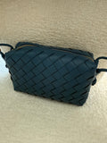 Small leather woven crossbody - square