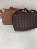 Small leather woven crossbody - square
