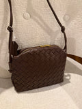 Large leather woven square handbag