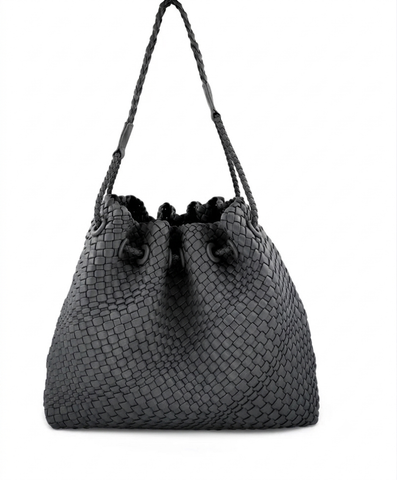 Woven vegan shoulder bag