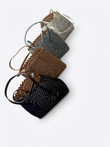 Laser cut leather bag- medium