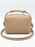 Small leather woven crossbody - square