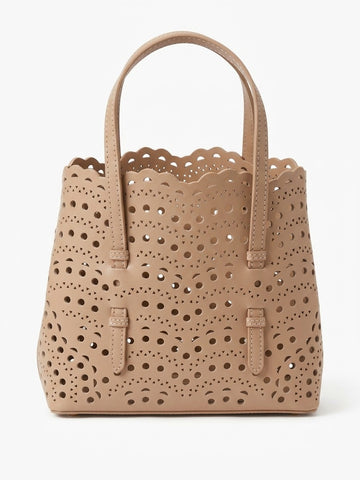 Laser cut leather bag - small
