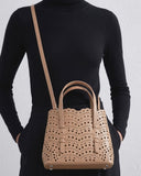 Laser cut leather bag - small