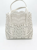Laser cut leather bag - small