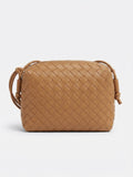 Large leather woven square handbag