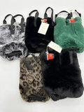 Faux fur wine tote