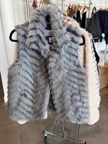 Grey multi faux fur vest jacket