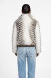 Striped faux fur jacket - brown