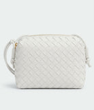 Large leather woven square handbag