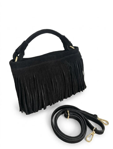Fringe suede convertible bag
