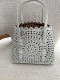 Laser cut leather bag - small