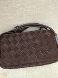 Suede adjustable woven handbag
