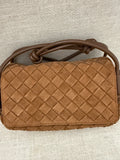 Suede adjustable woven handbag