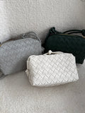 Small leather woven crossbody - square