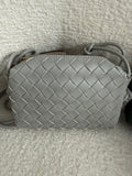 Small leather woven crossbody - square