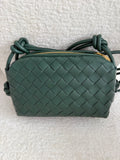 Small leather woven crossbody - square