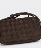 Suede adjustable woven handbag