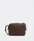 Large leather woven square handbag