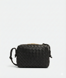Large leather woven square handbag