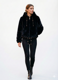 Black faux fur hooded jacket