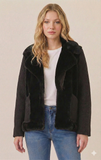 Black faux fur and cable jacket
