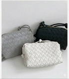 Small leather woven crossbody - square