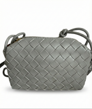 Small leather woven crossbody - square