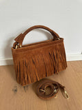 MAJE - fringed suede: Taupe