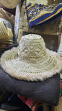 Moroccan Beach Straw Hat with tribal pattern ＆ tread frings
