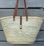 French Market Beach Basket - Leather straps