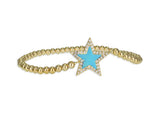 Pave Star bracelet on gold beads