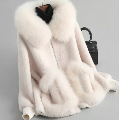 Cream coat - fur hood and pockets