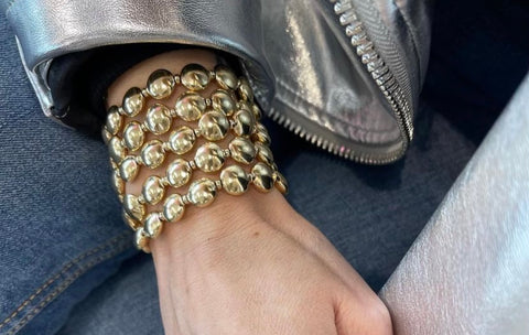 Gold Plated Large Flat Bead Bracelet
