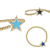Pave Star bracelet on gold beads