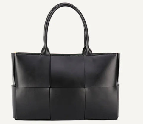 Black Woven Leather Bag